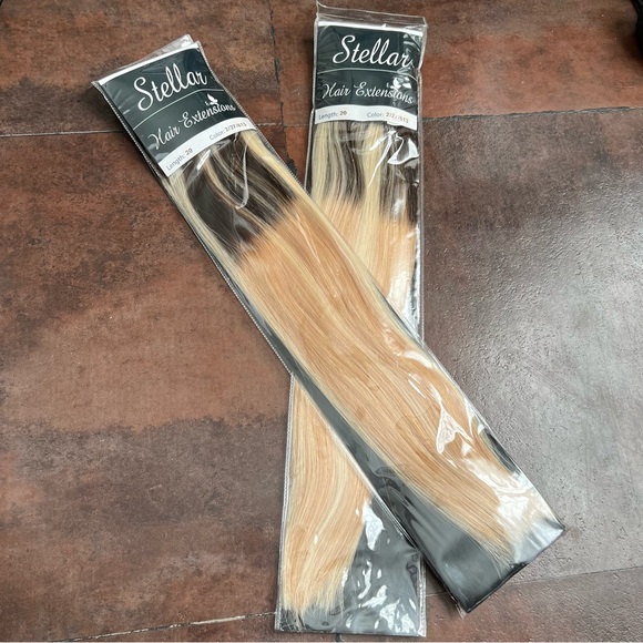 NWT Stellar 100% Remy Real Human Hair Clip-in Extensions - Balayage Ombré - Picture 2 of 3
